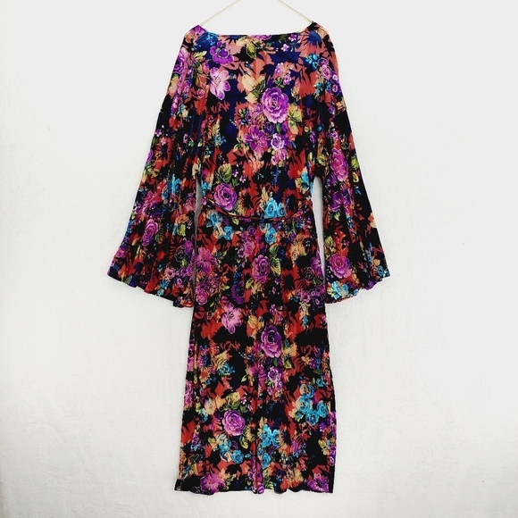 Diffuse Multicolor Bell Sleeve Tie Front Robe Sleepwear 3496 - Picture 5 of 9